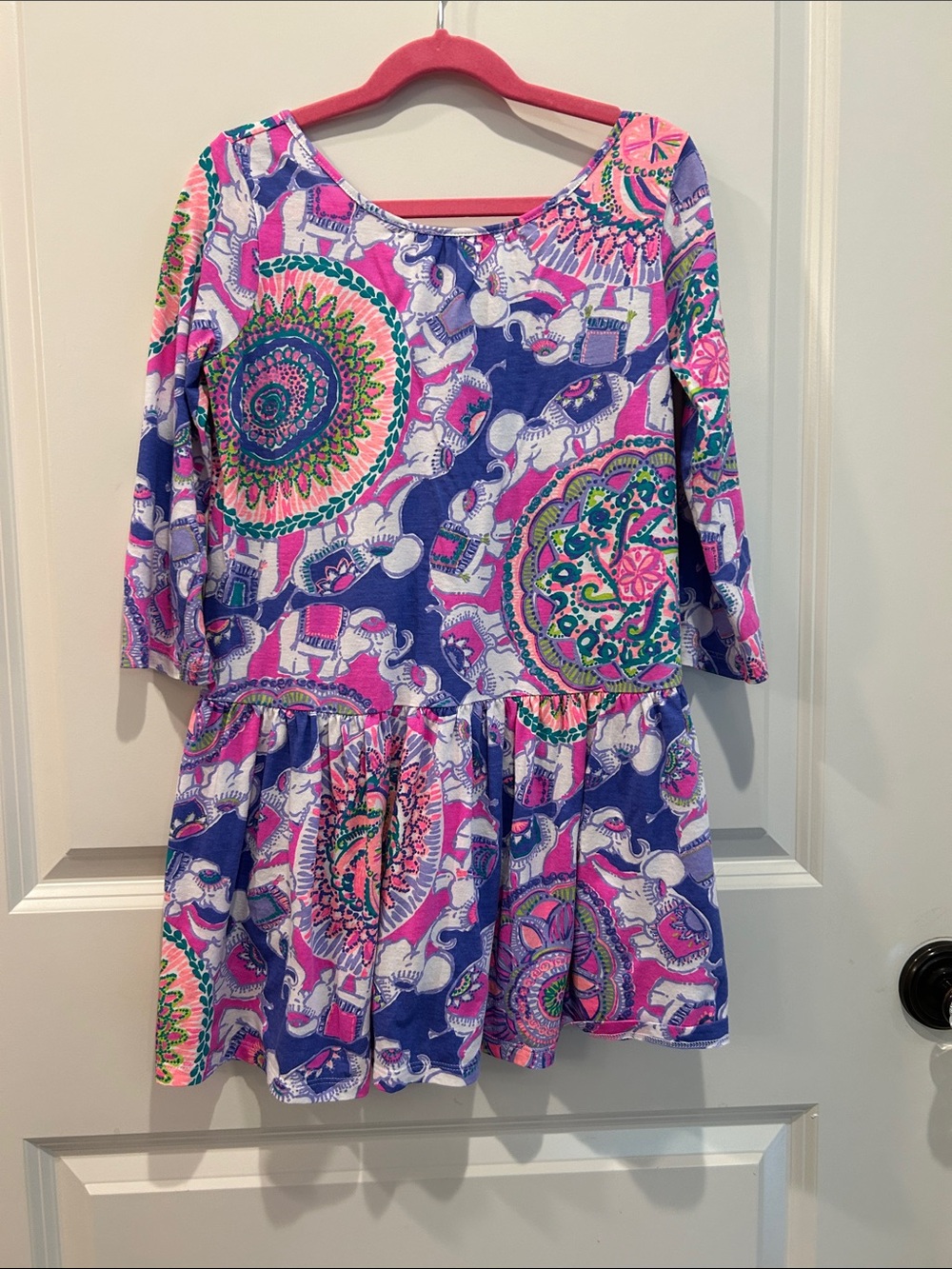 Lilly Pulitzer Girls' Purple & Pink Printed Tiered Dress, size L (8-10)